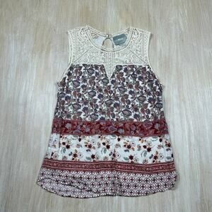Anthropologie Maeve Laced Eleanor Boho Sleeveless Floral Crochet Blouse Small